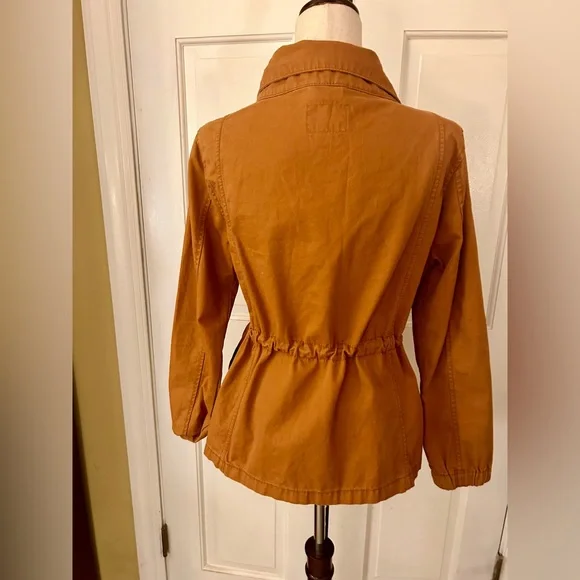 Old Navy Woman’s Orange Sz M 100% Cotton Utility Jacket W/ Waist Drawstring - Picture 8 of 16